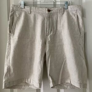 Tommy Bahama Chino Shorts Mens Beige Striped Linen Cotton, size 36